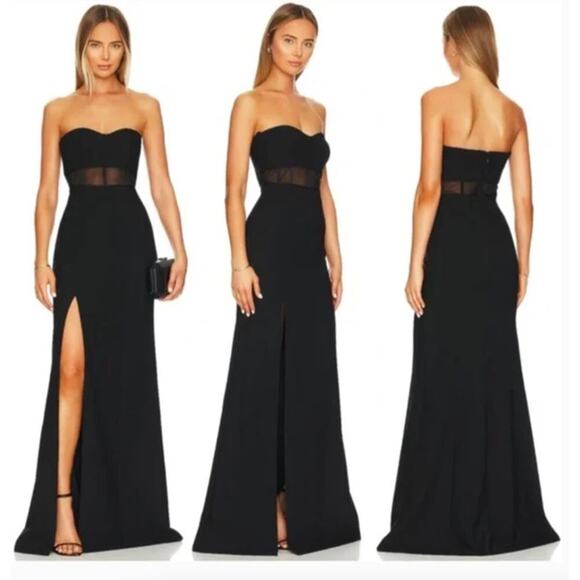 Cinq à Sept Annalie Gown Strapless Black 8 - Picture 1 of 10